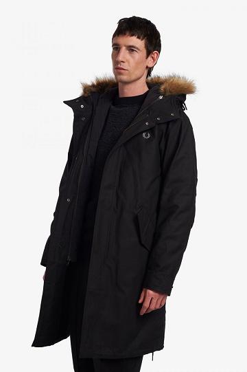 Fred Perry Zip-In Liner Parka Miesten Takki Mustat | FI 1775OKIR